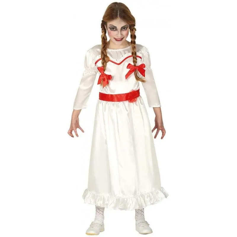 COSTUME CARNEVALE HALLOWEEN BAMBOLA ASSASSINA BIMBA POSSEDUTA TG.5/6 ANNI VESTITO PER TRAVESTIMENTI HORROR NO ACCESSORI