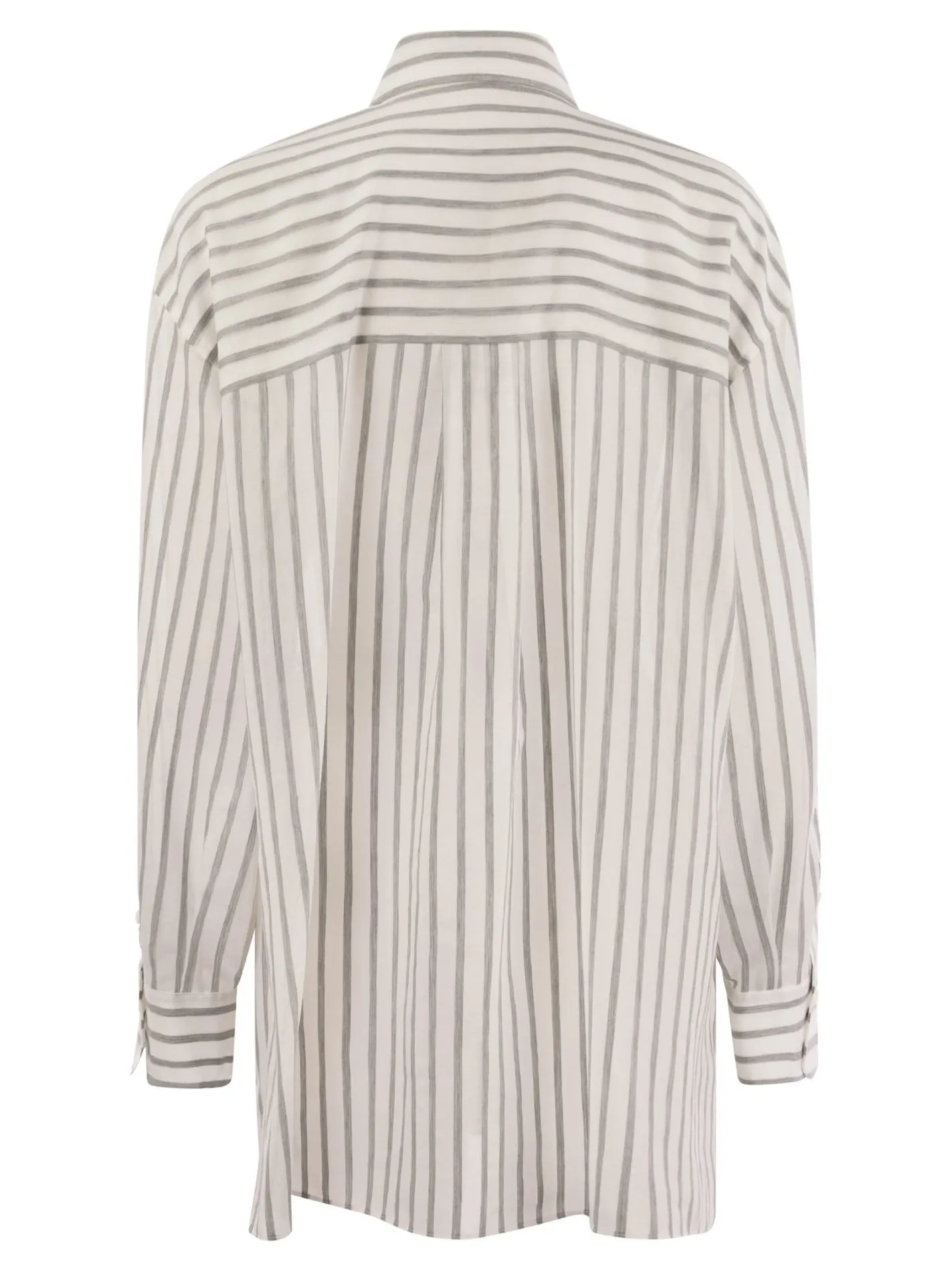 Cotton-silk organza stripe shirt with Shiny Tab