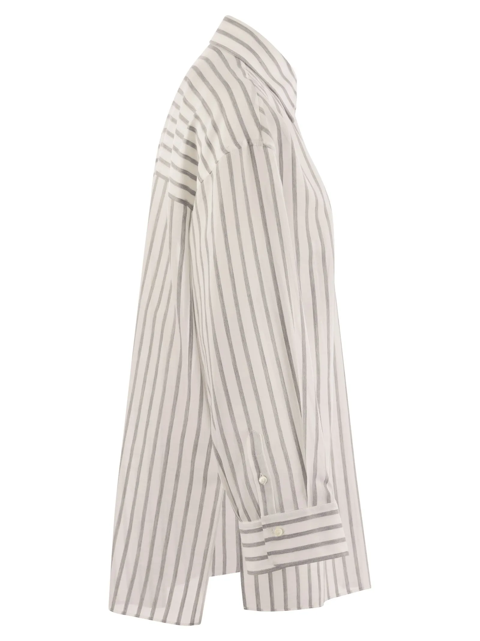 Cotton-silk organza stripe shirt with Shiny Tab
