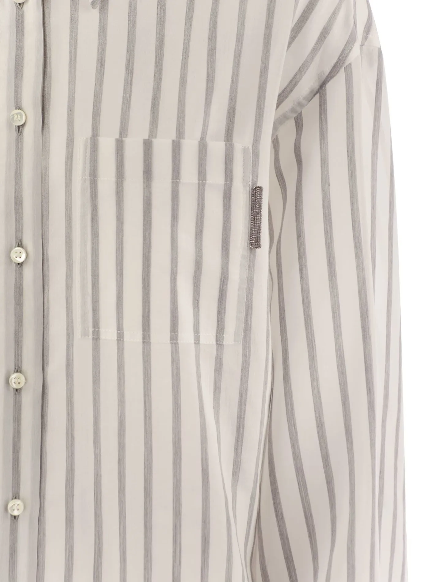 Cotton-silk organza stripe shirt with Shiny Tab