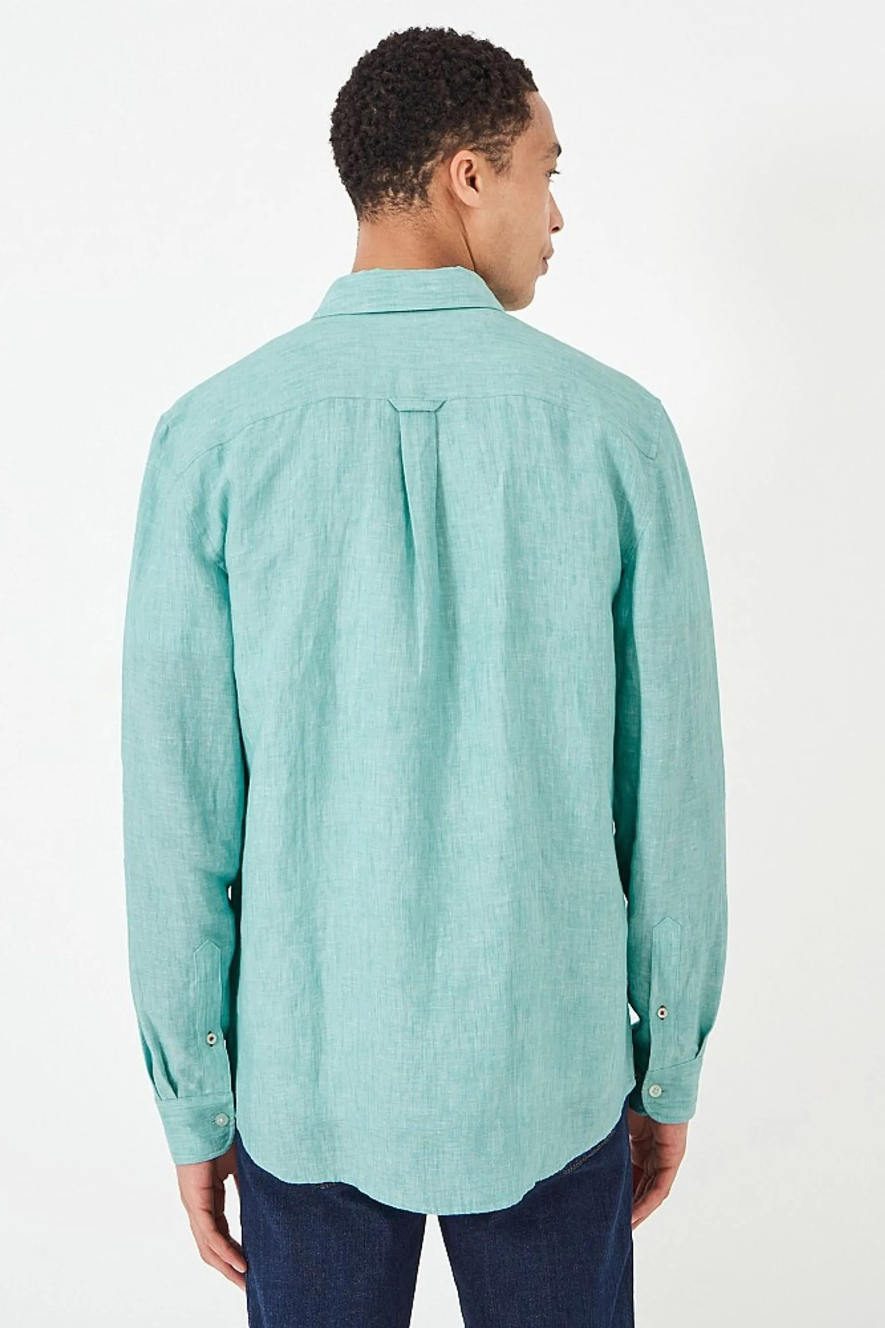Crew Clothing Camicia a maniche lunghe classica in lino tinta unita 100% cotone    