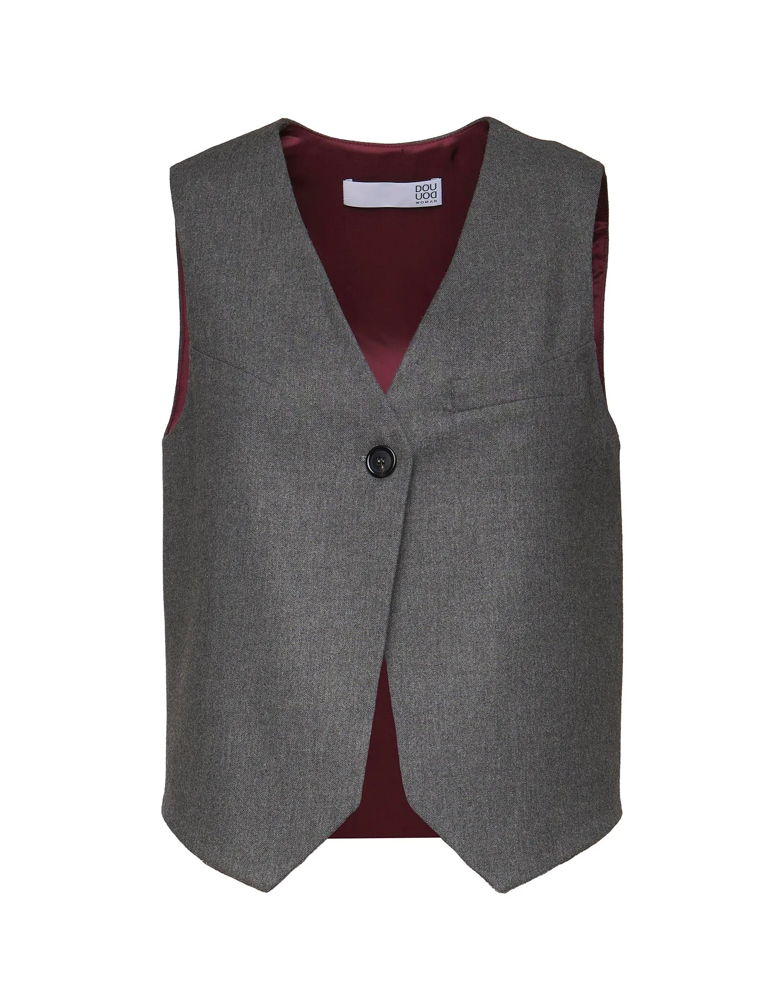 DOUUOD Gilet in Flanella Misto Lana Stretch Grigio Fumo
