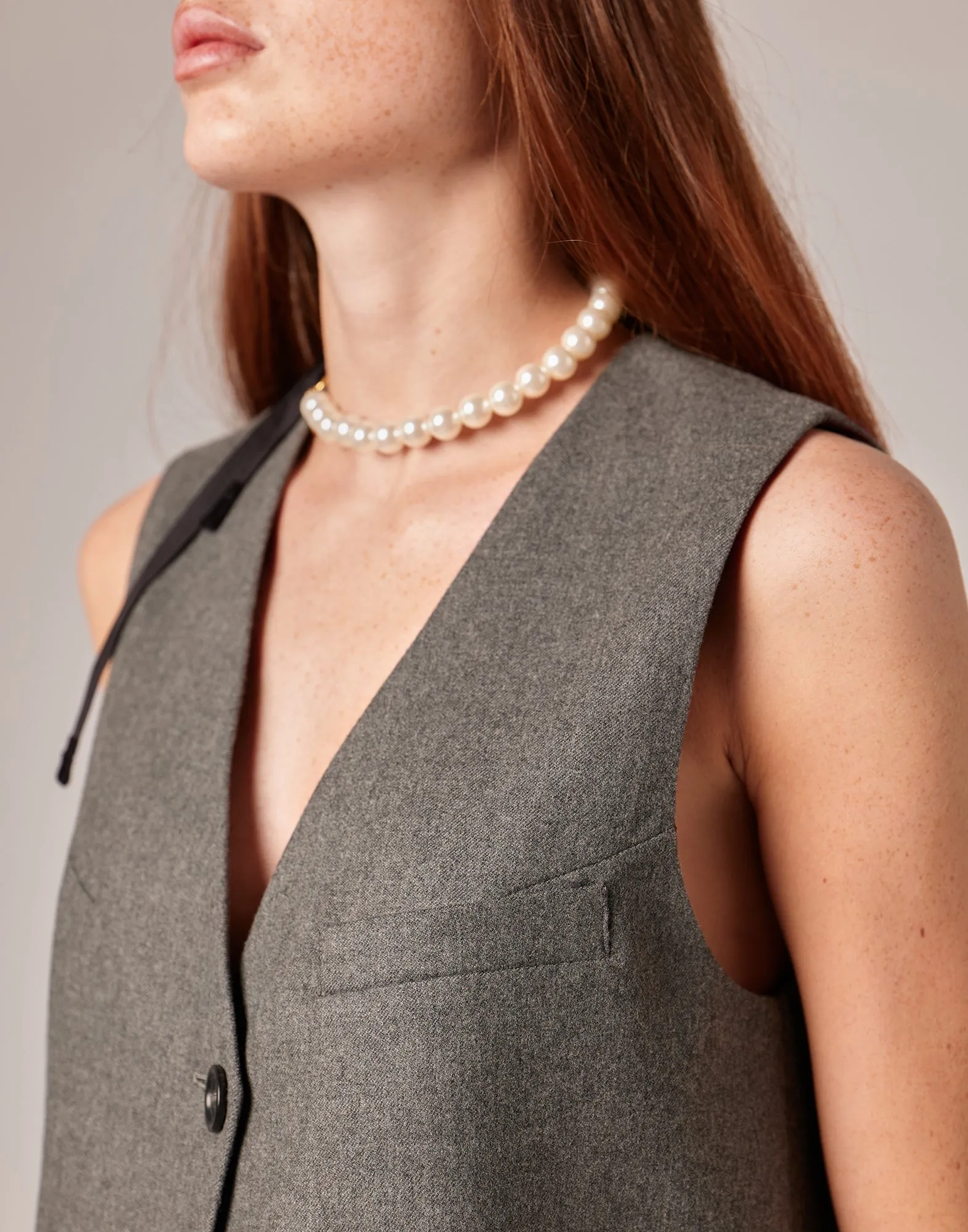 DOUUOD Gilet in Flanella Misto Lana Stretch Grigio Fumo