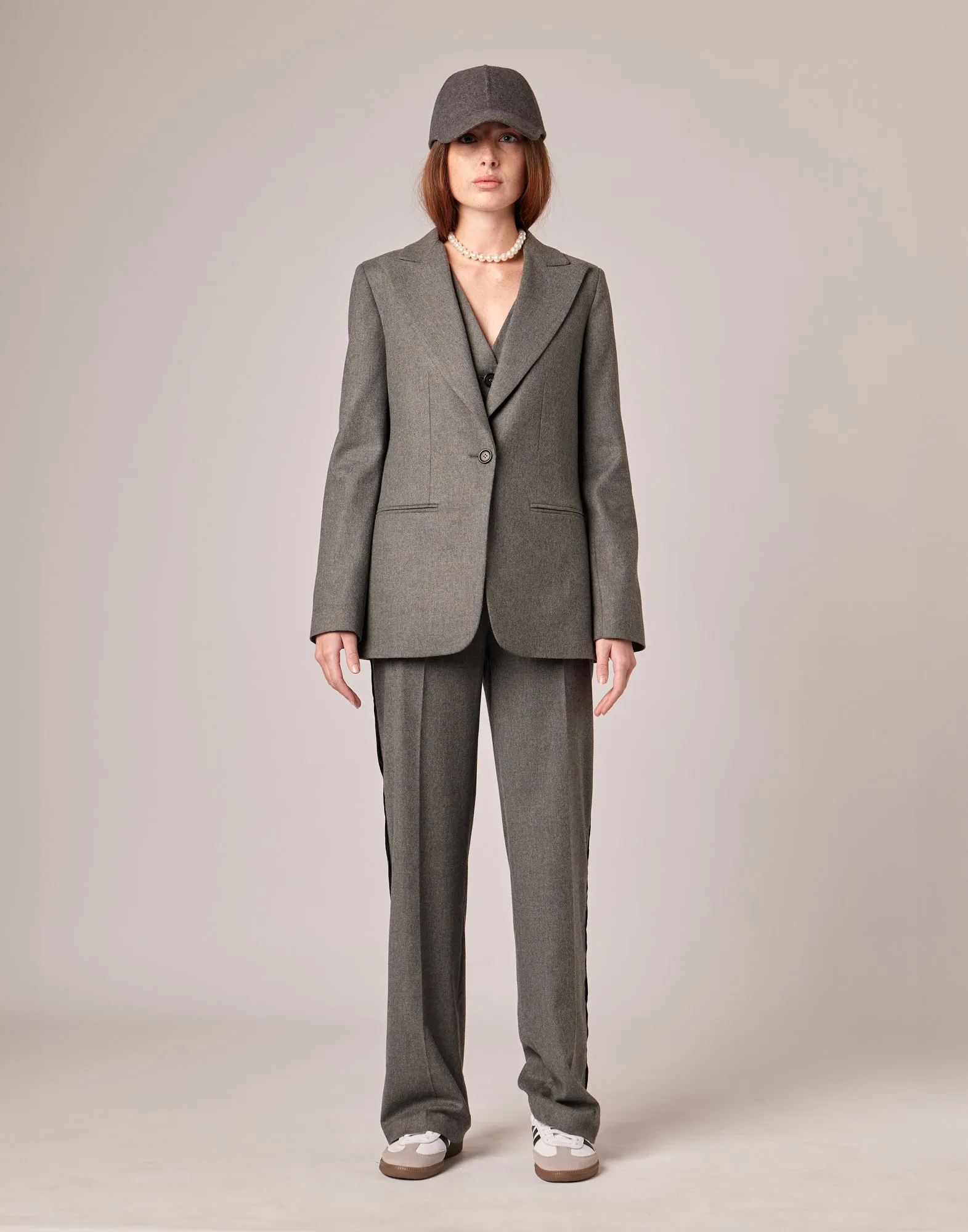 DOUUOD Gilet in Flanella Misto Lana Stretch Grigio Fumo