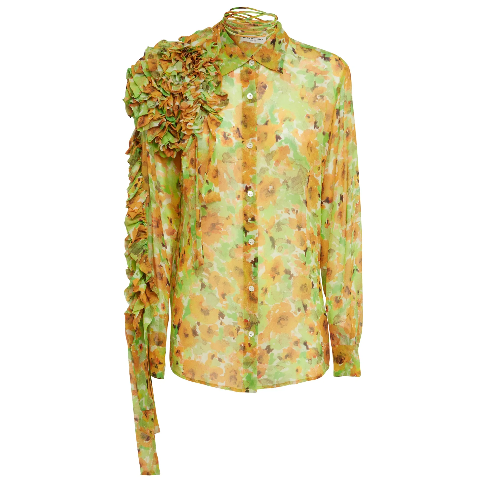 DRIES VAN NOTEN  Camicia in seta multicolor