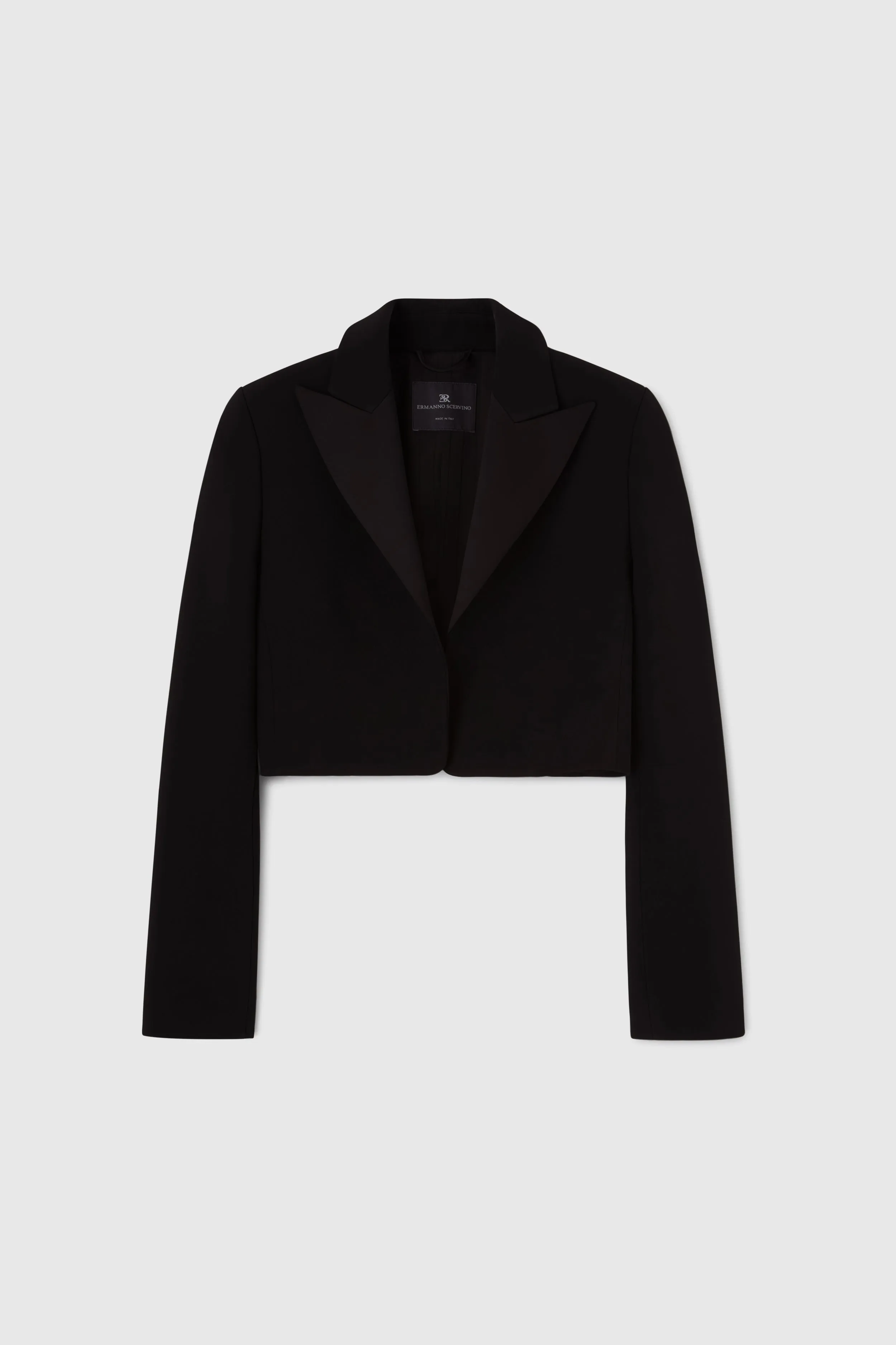 ERMANNO SCERVINO  Giacca crop mono petto in tessuto nera