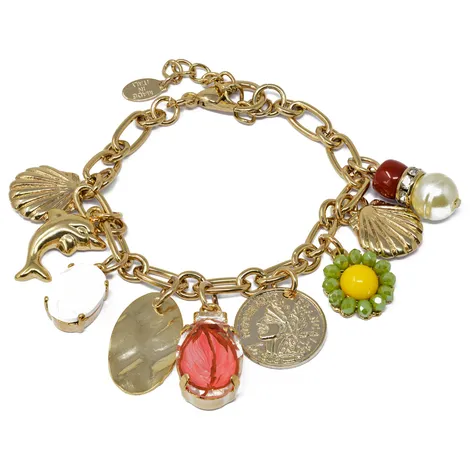 EVITA Bracciale Evita in ottone gold con pendenti