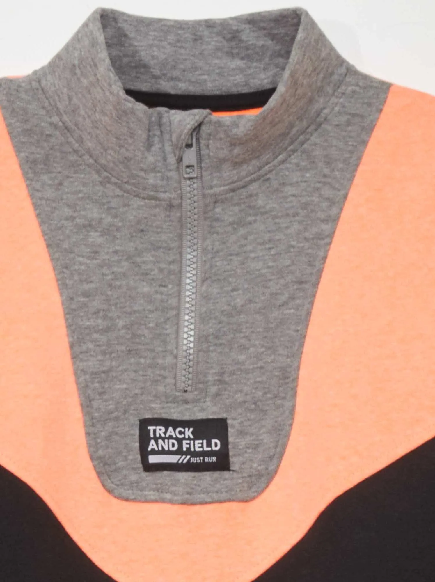 Felpa color block a collo alto con zip - ARANCIONE