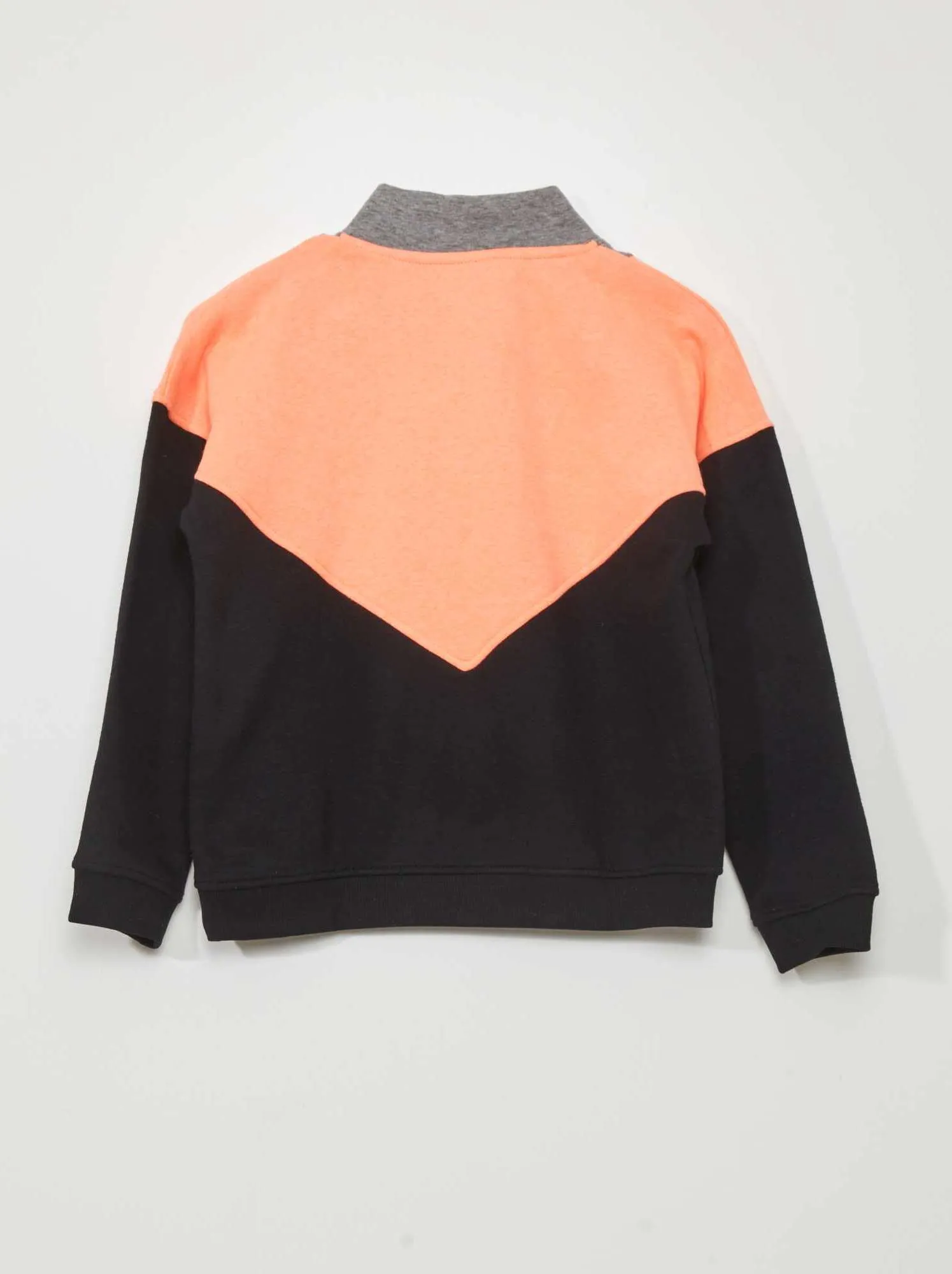 Felpa color block a collo alto con zip - ARANCIONE