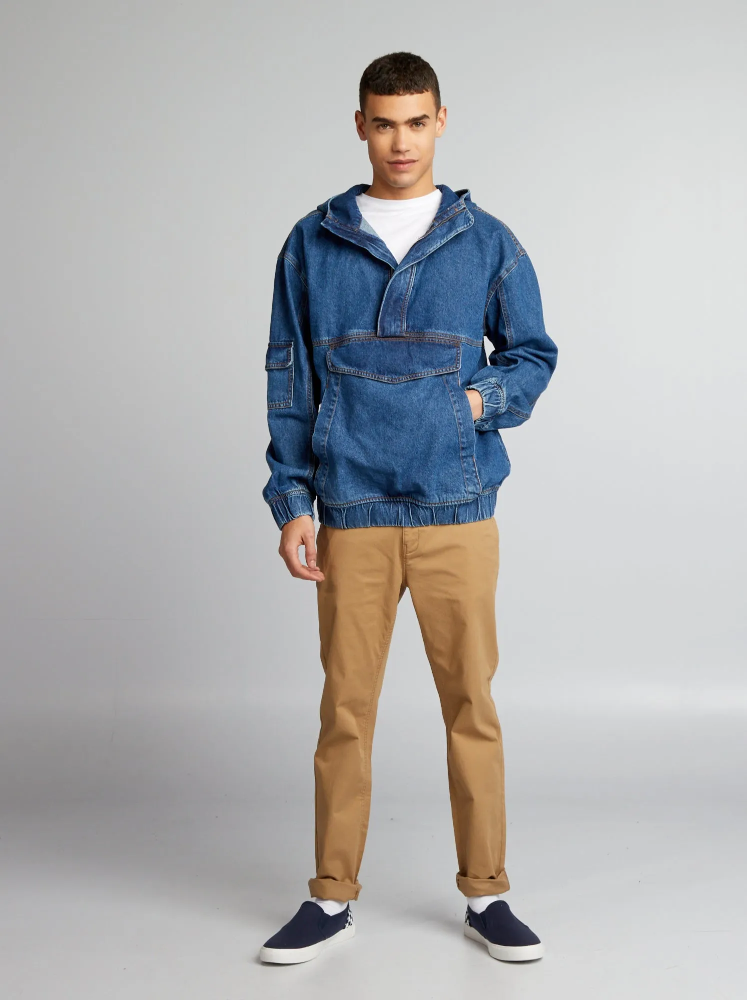 Felpa con cappuccio in jeans - BLU