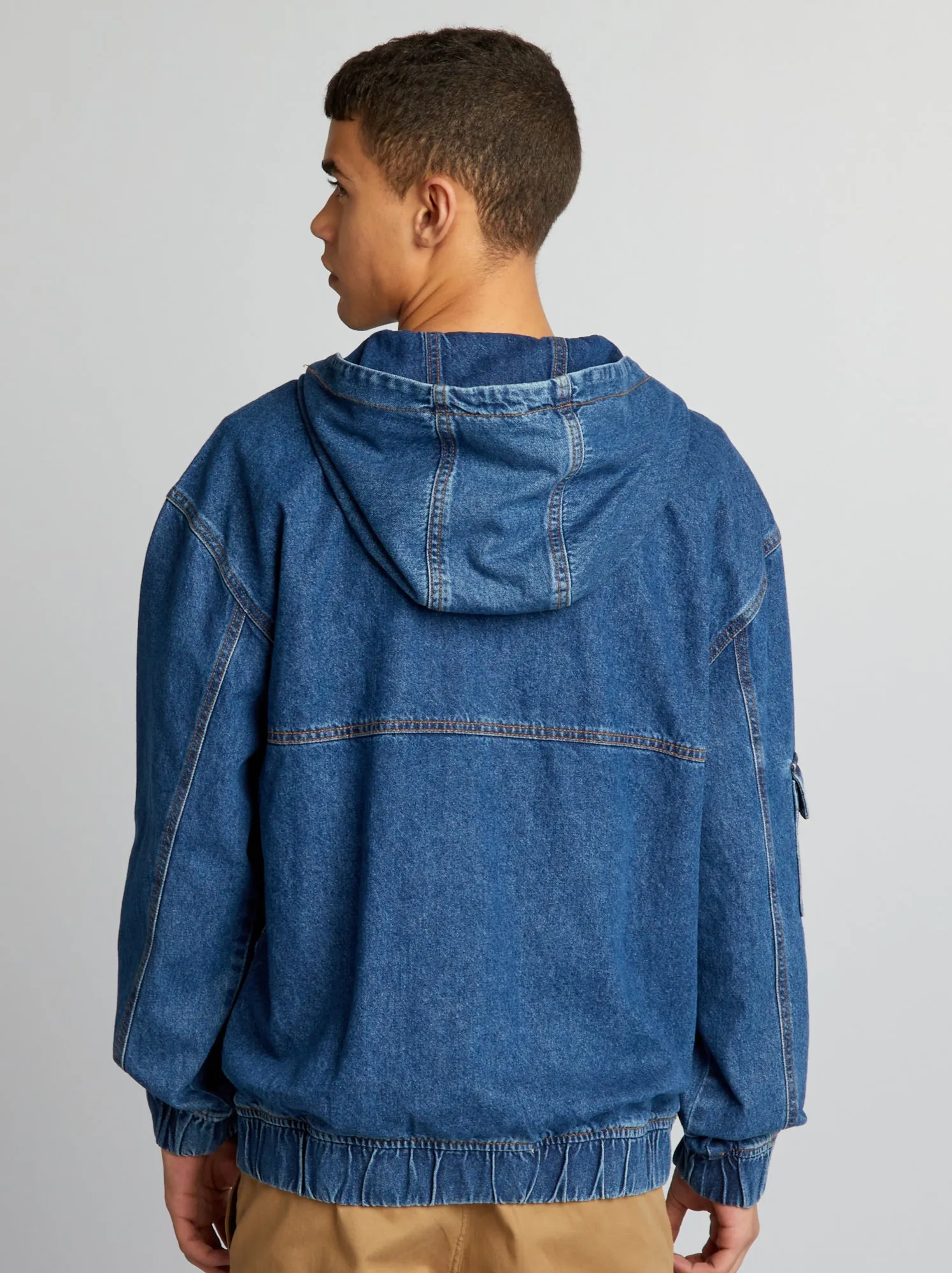 Felpa con cappuccio in jeans - BLU