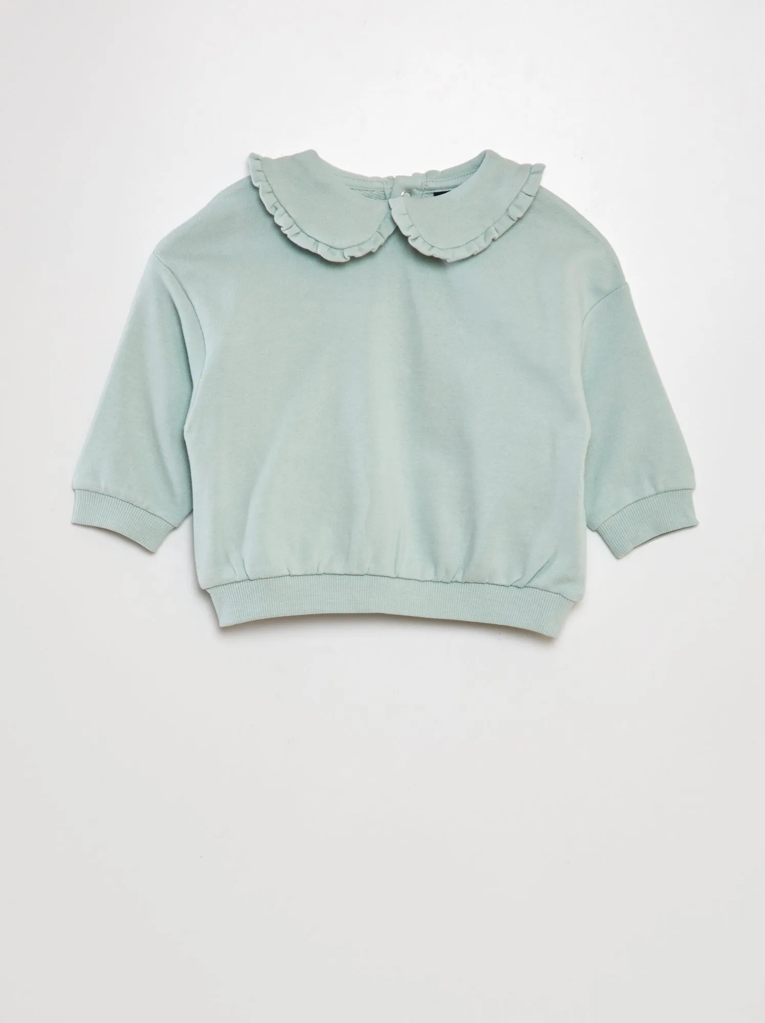 Felpa in cotone con colletto claudine - blu