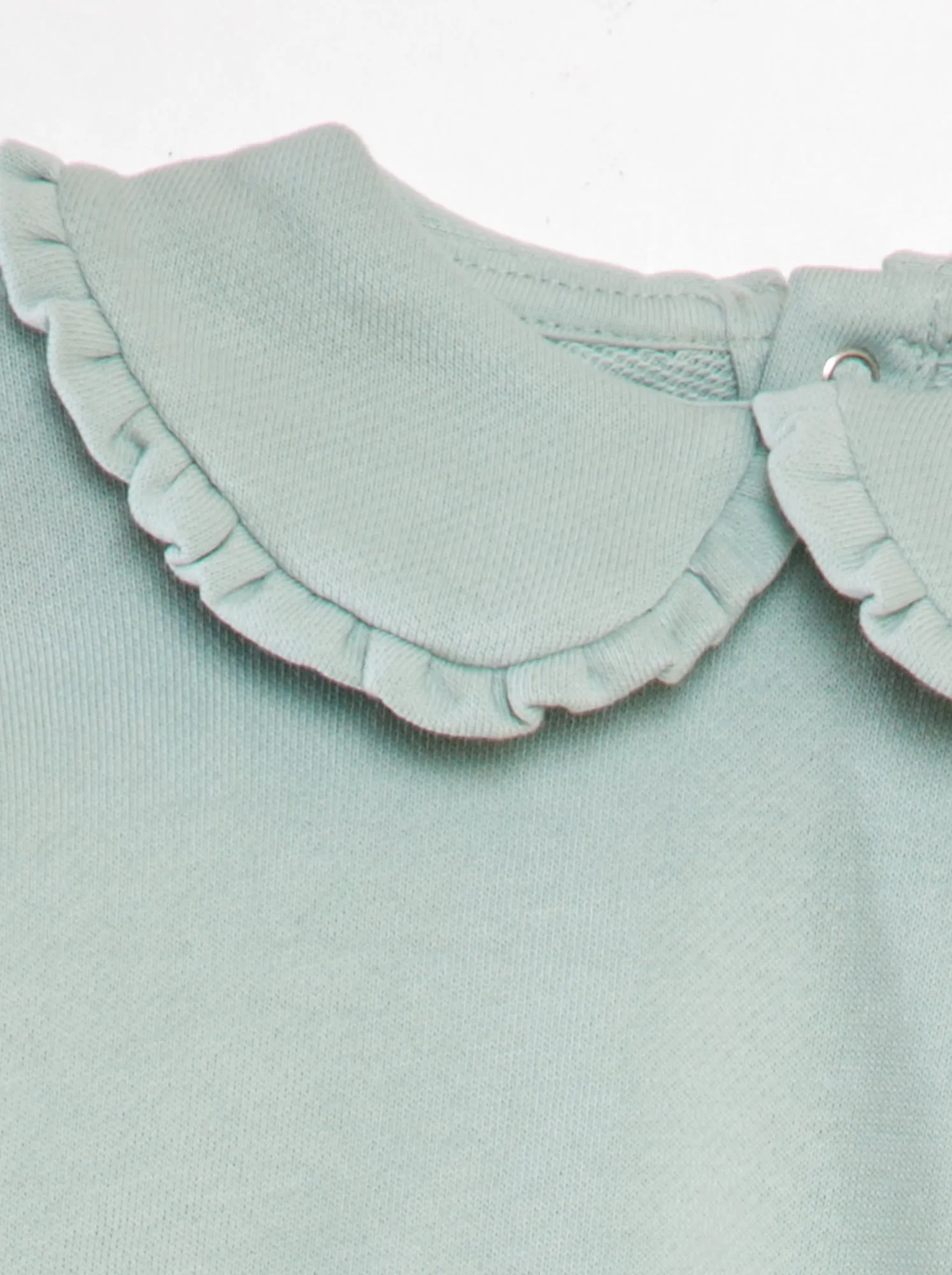 Felpa in cotone con colletto claudine - blu