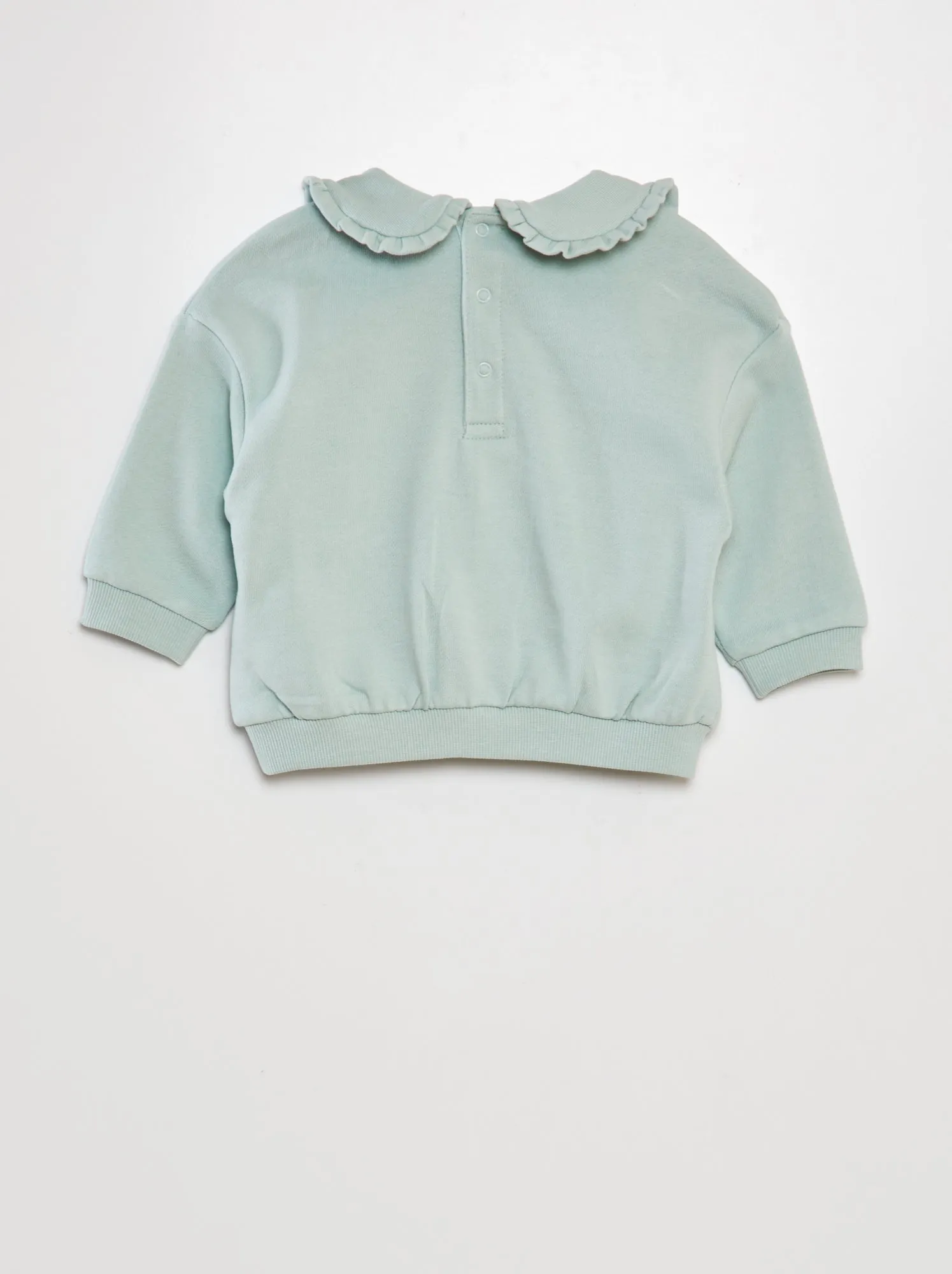 Felpa in cotone con colletto claudine - blu
