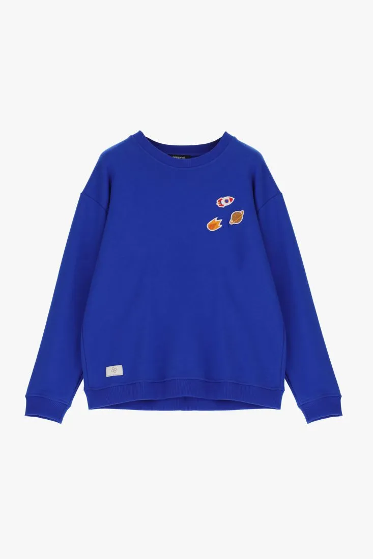 Felpa in puro cotone monocolour con stampe applicate