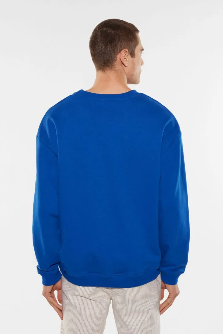 Felpa in puro cotone monocolour con stampe applicate