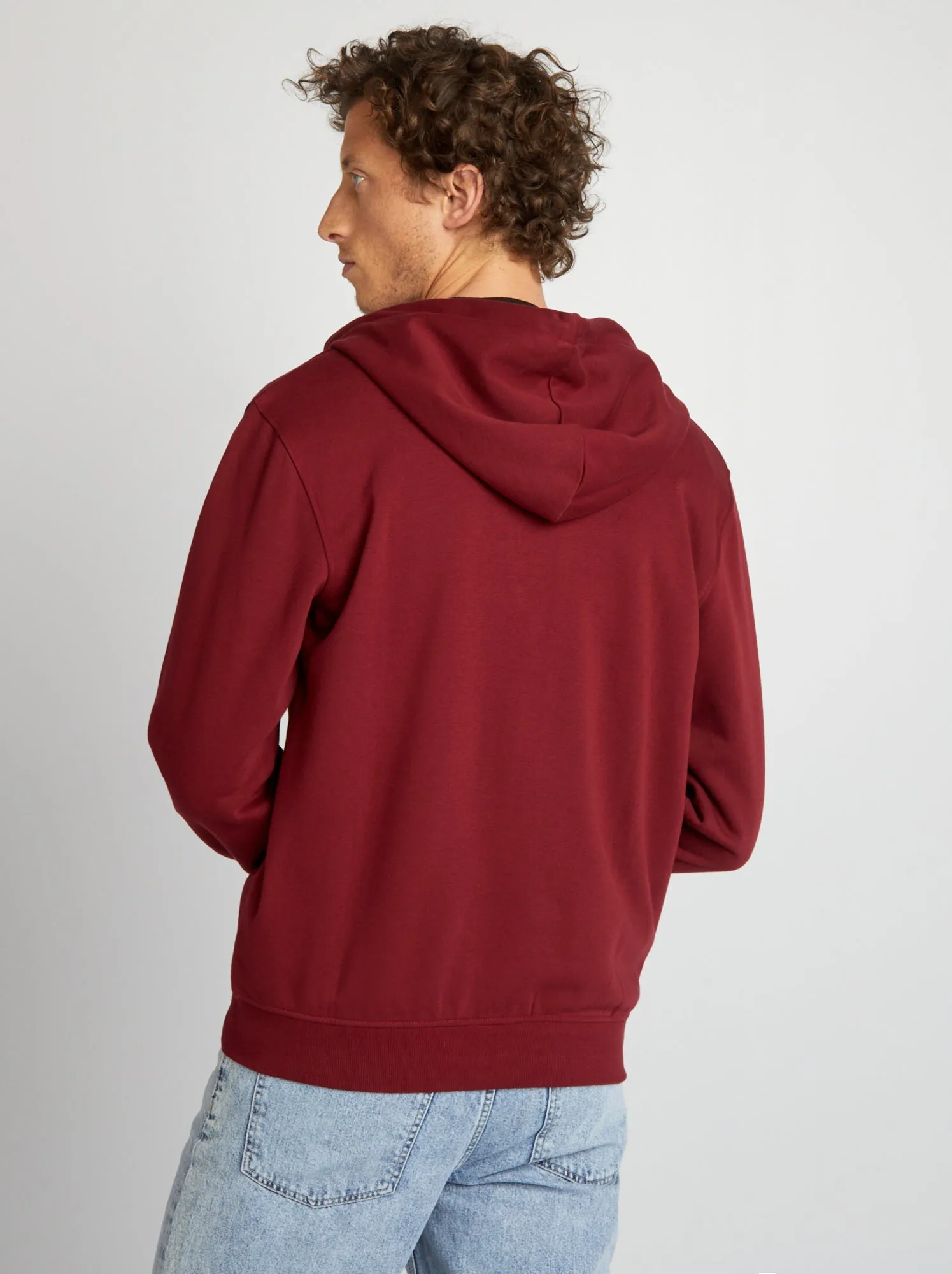 Felpa in tessuto felpato con zip - ROSSO