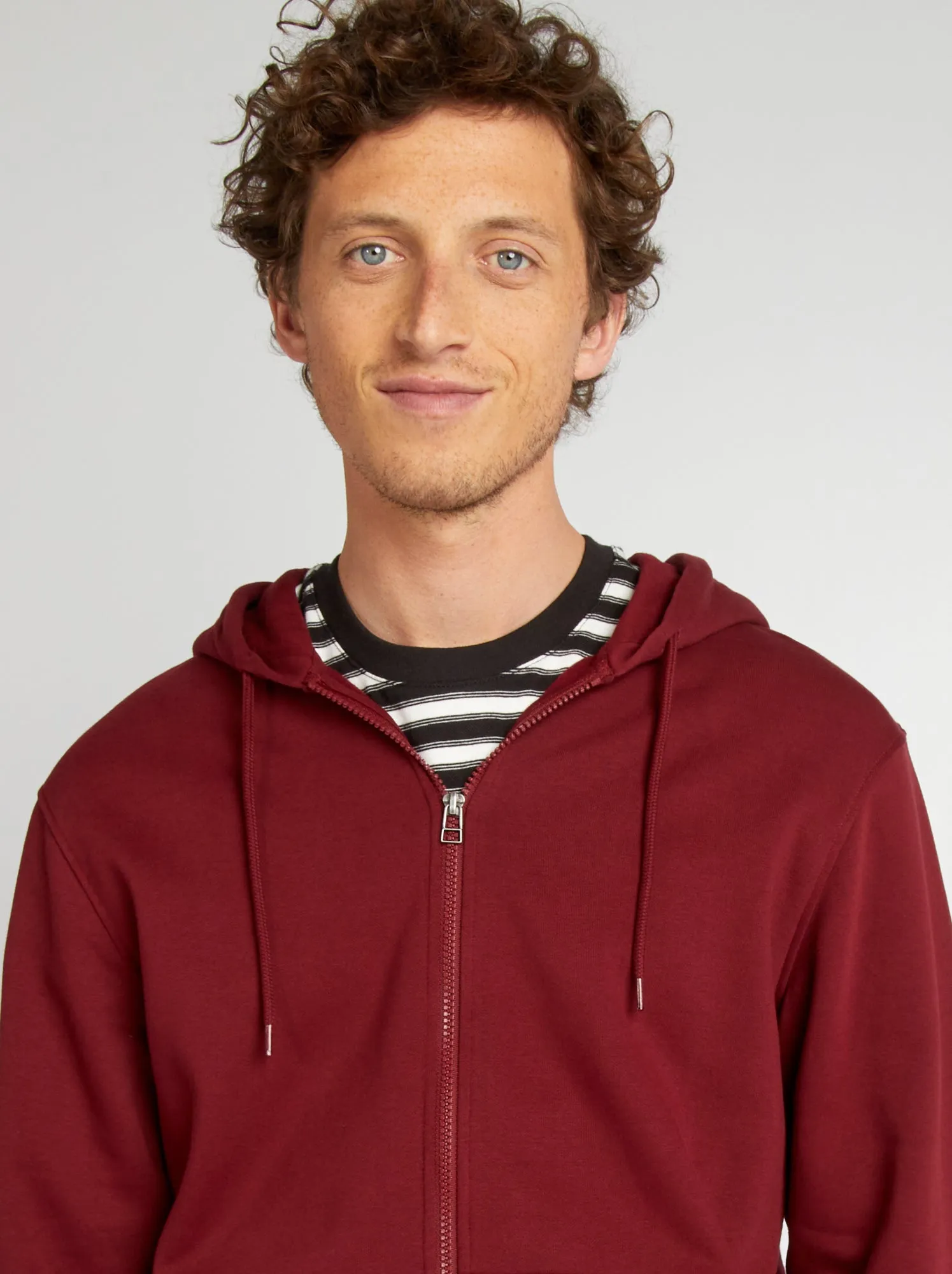 Felpa in tessuto felpato con zip - ROSSO