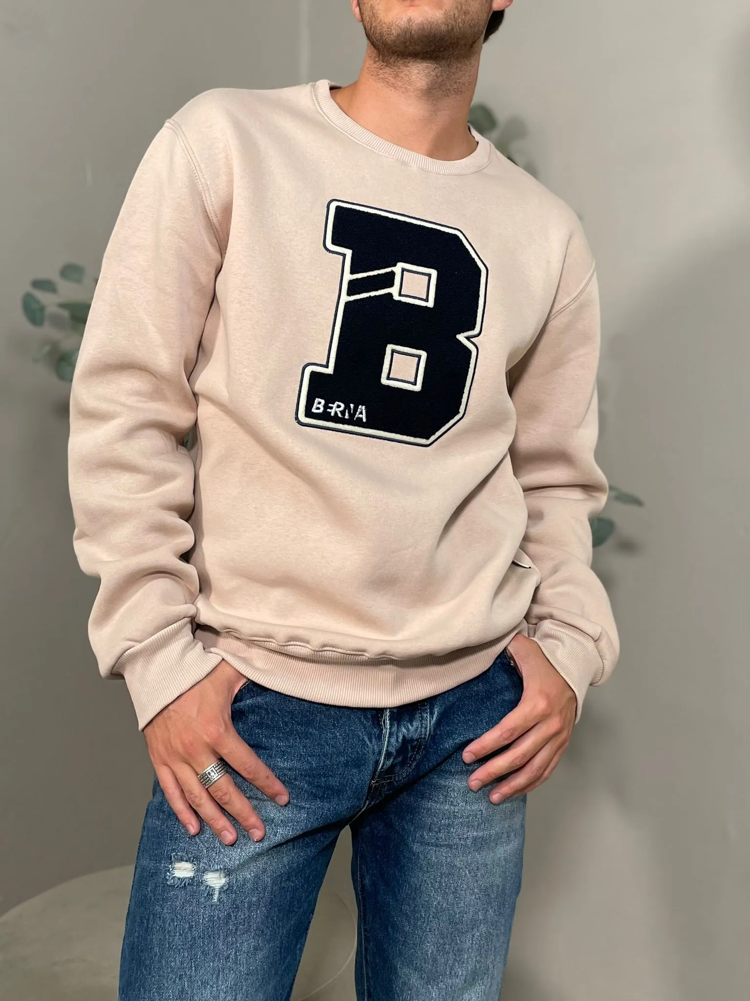 Felpa Logo Grande Beige