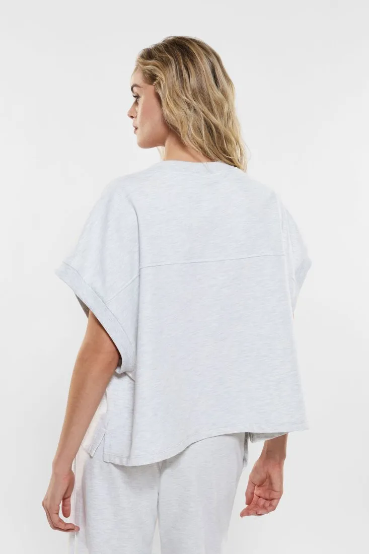Felpa oversize in puro cotone con pendenti di perline
