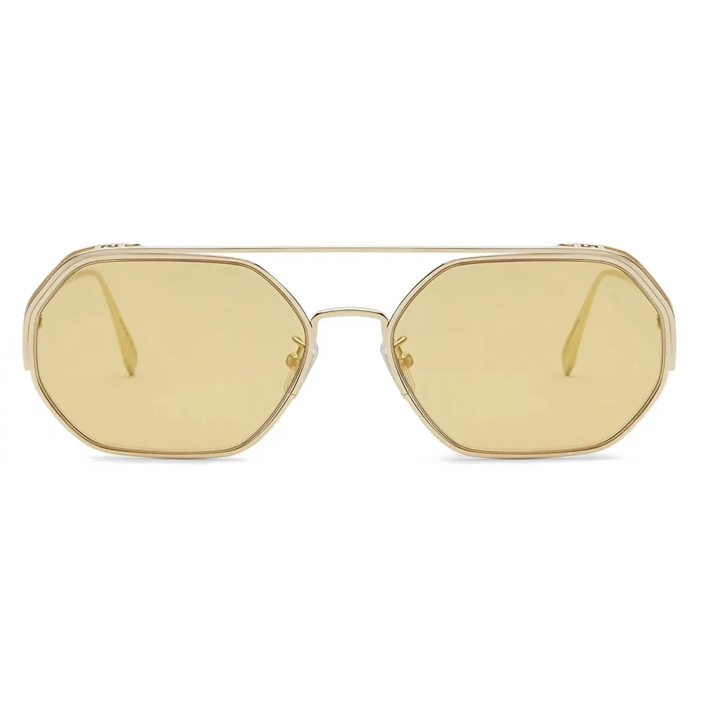 Fendi - O’Lock - Occhiali da Sole Esagonale - Oro - Occhiali da Sole - Fendi Eyewear