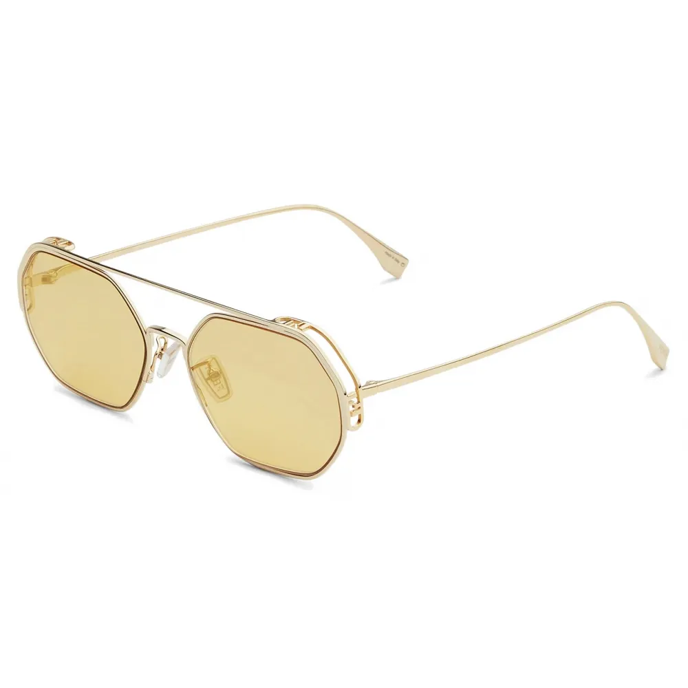 Fendi - O’Lock - Occhiali da Sole Esagonale - Oro - Occhiali da Sole - Fendi Eyewear