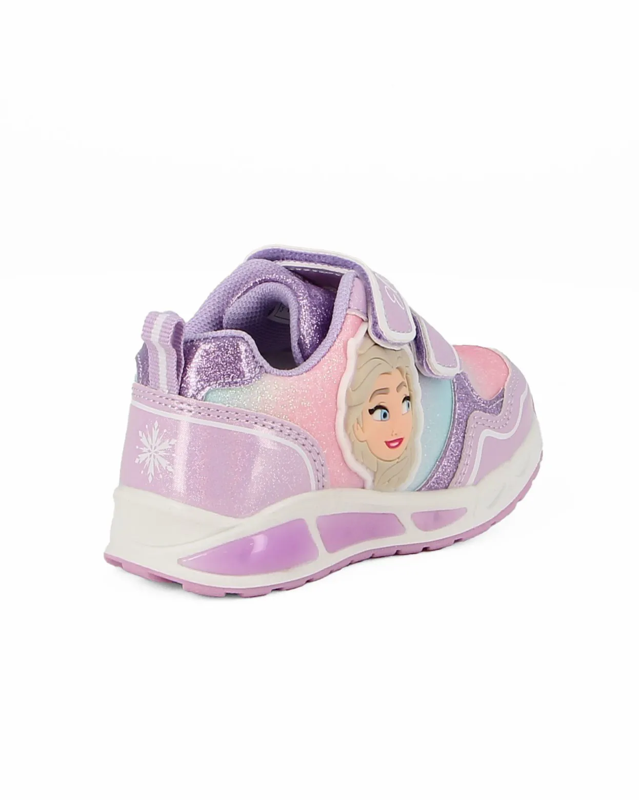 FROZEN - Sneakers da bimba glitterate lilla con personaggio laterale in rilievo e luci                                          