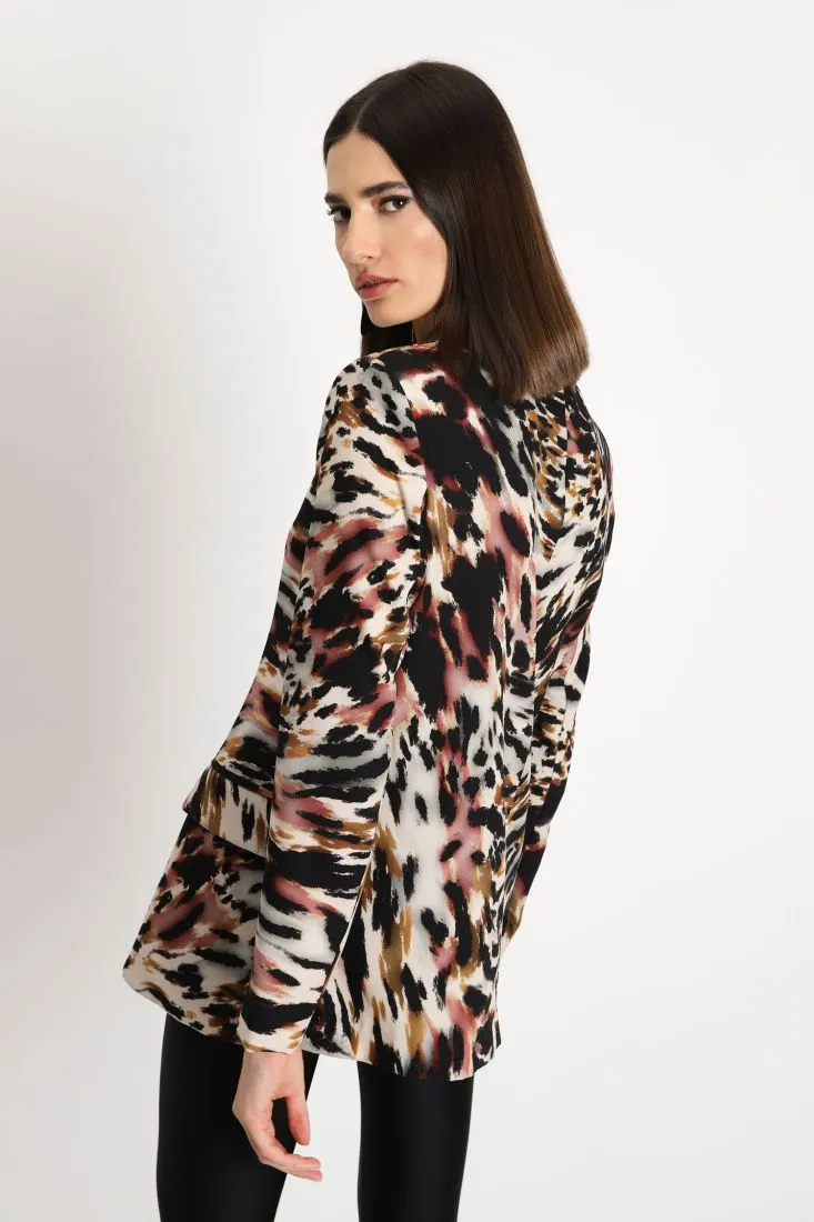 Giacca a fantasia animalier astratta