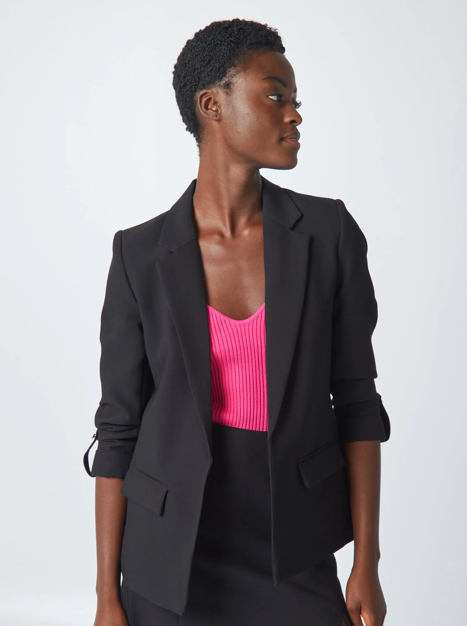 Giacca blazer con maniche con risvolto - nero