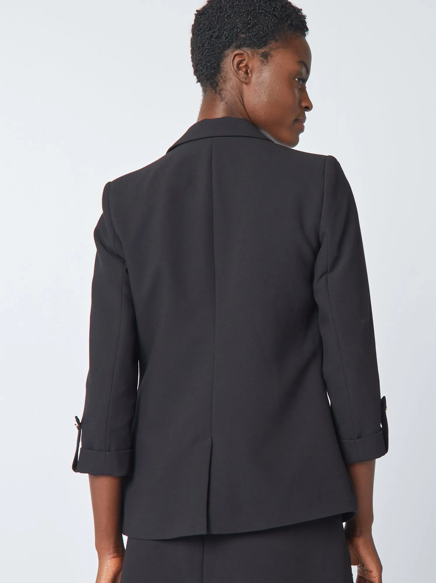 Giacca blazer con maniche con risvolto - nero