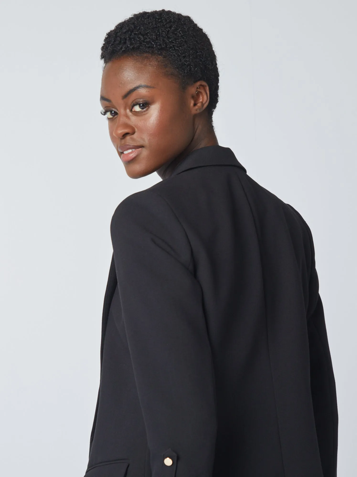 Giacca blazer con maniche con risvolto - nero