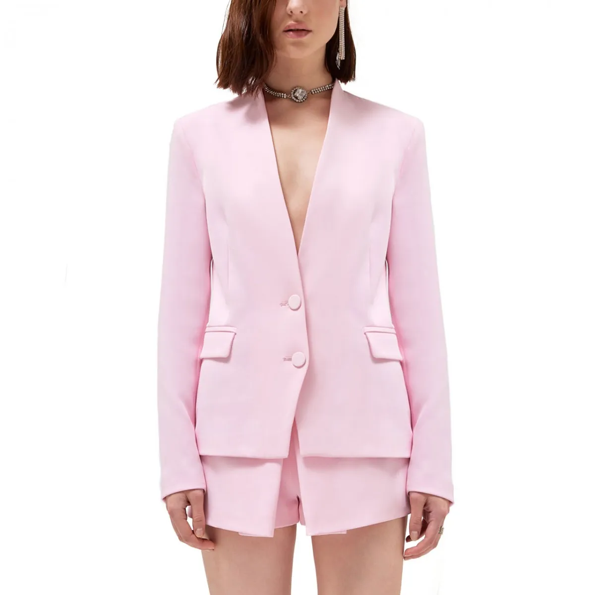 Giacca Blazer In Cady Stretch Rosa Orchidea
