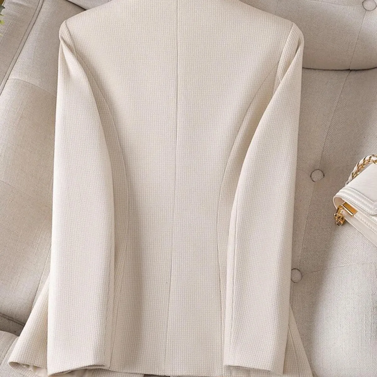 Giacca da donna nuova di arrivo Giacca formale da donna Manica lunga Bottone singolo Cappotto da lavoro femminile scozzese scozz