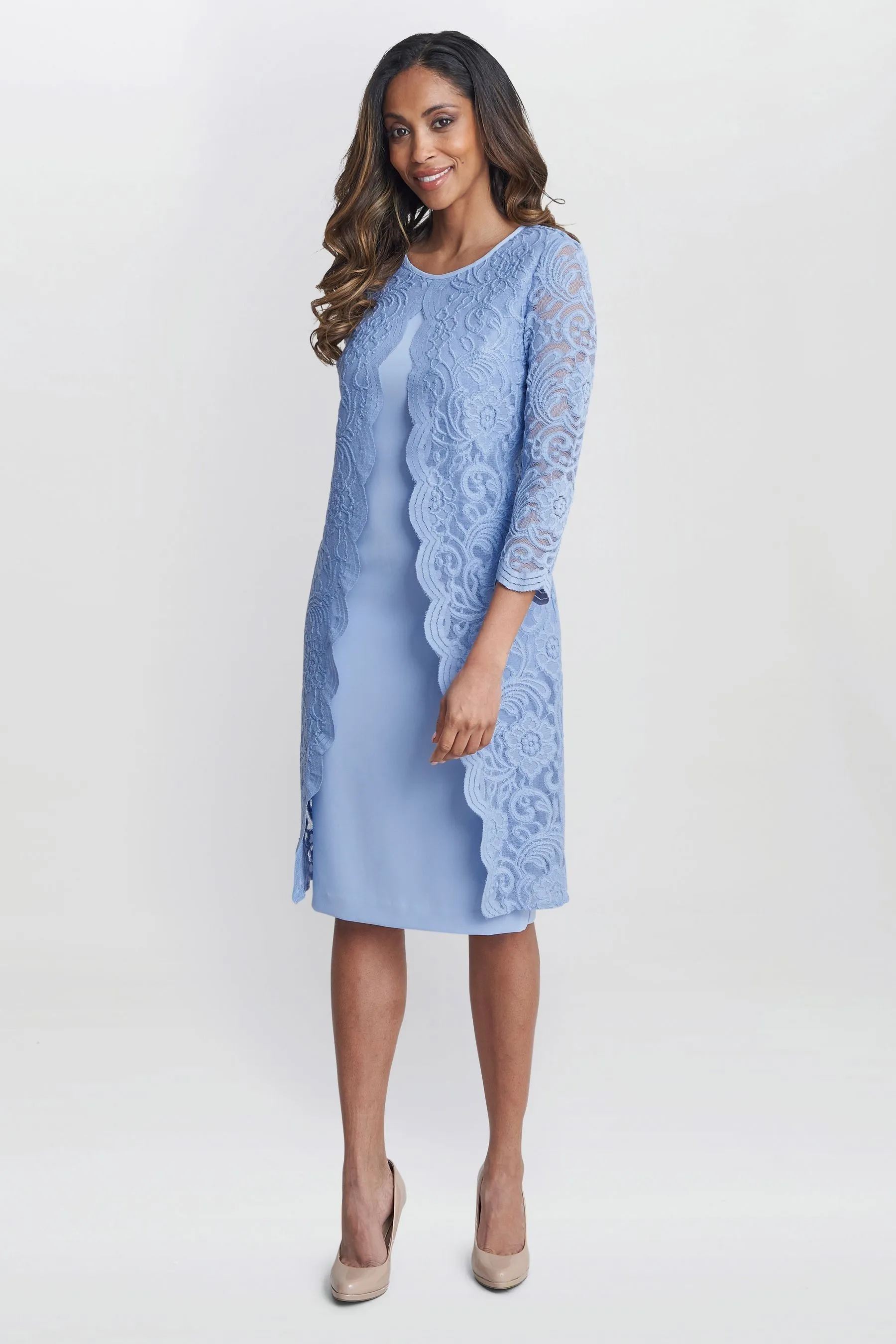 Gina Bacconi Blu - Clarabelle - Abito in crêpe con Pizzo Giacca finta