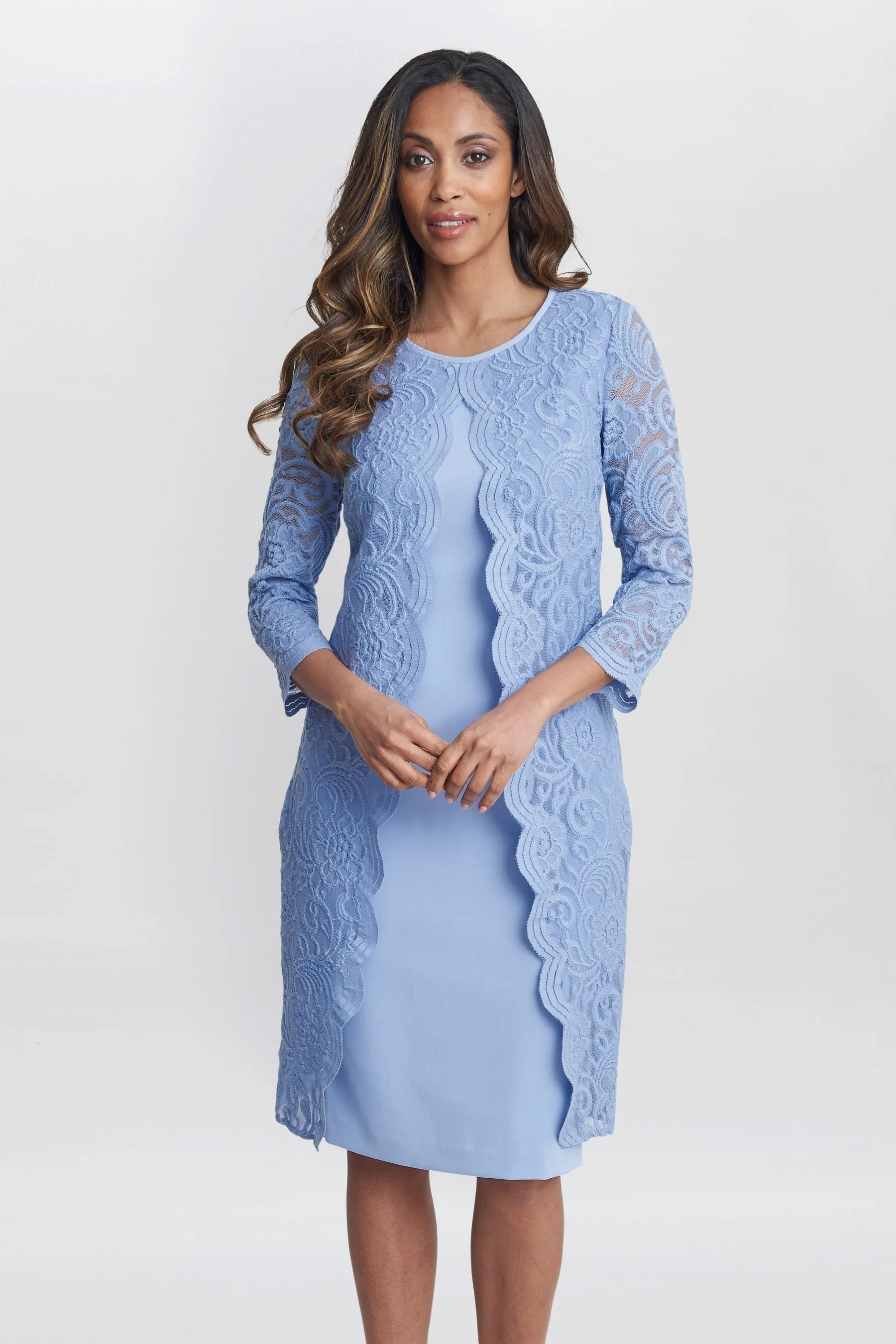 Gina Bacconi Blu - Clarabelle - Abito in crêpe con Pizzo Giacca finta