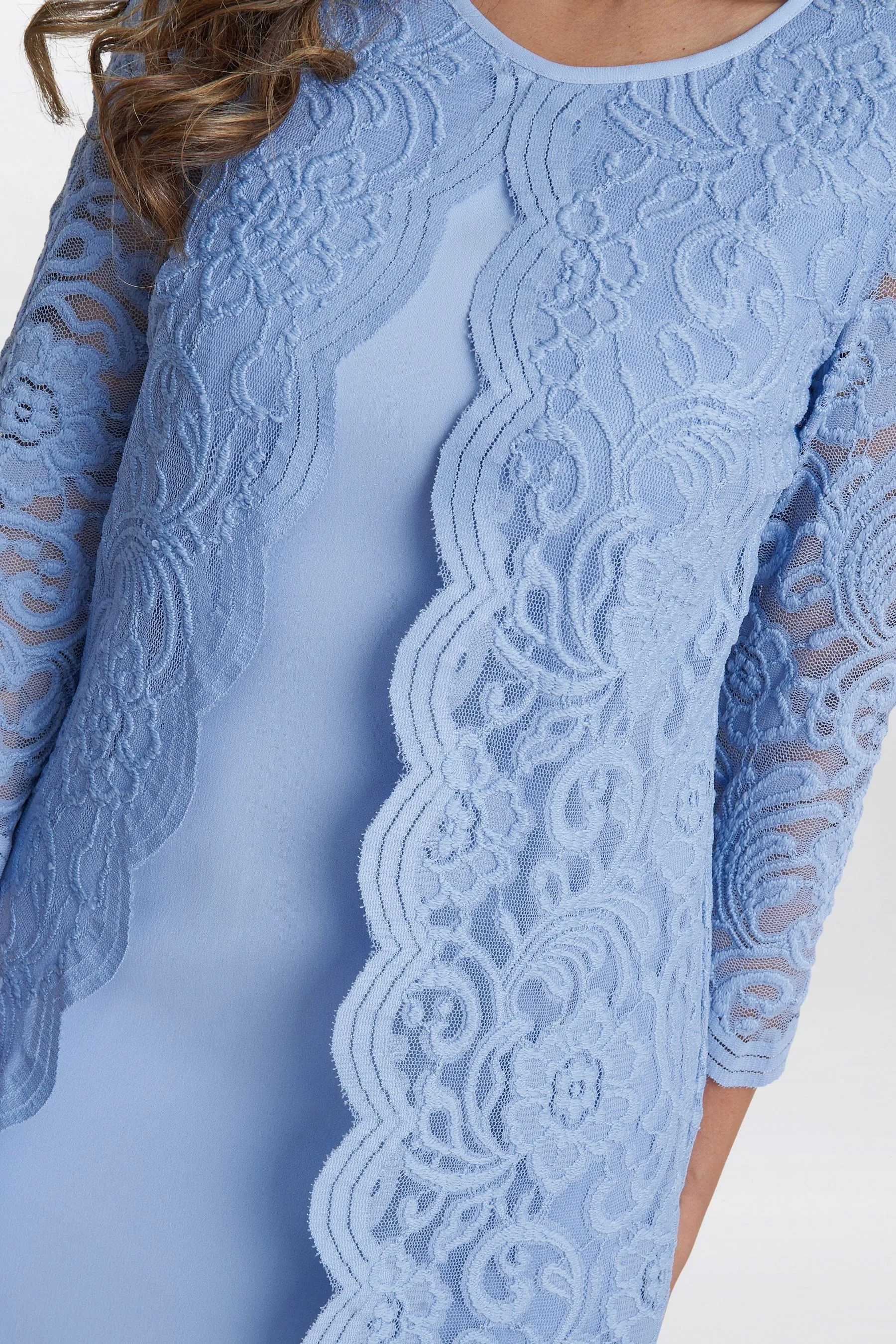 Gina Bacconi Blu - Clarabelle - Abito in crêpe con Pizzo Giacca finta