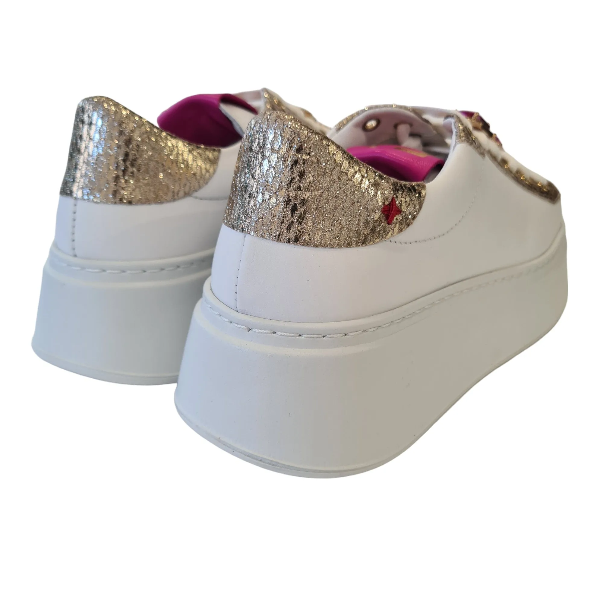 Gio+ Sneakers  Bianca-Oro-Fuxia Donna Rif.20