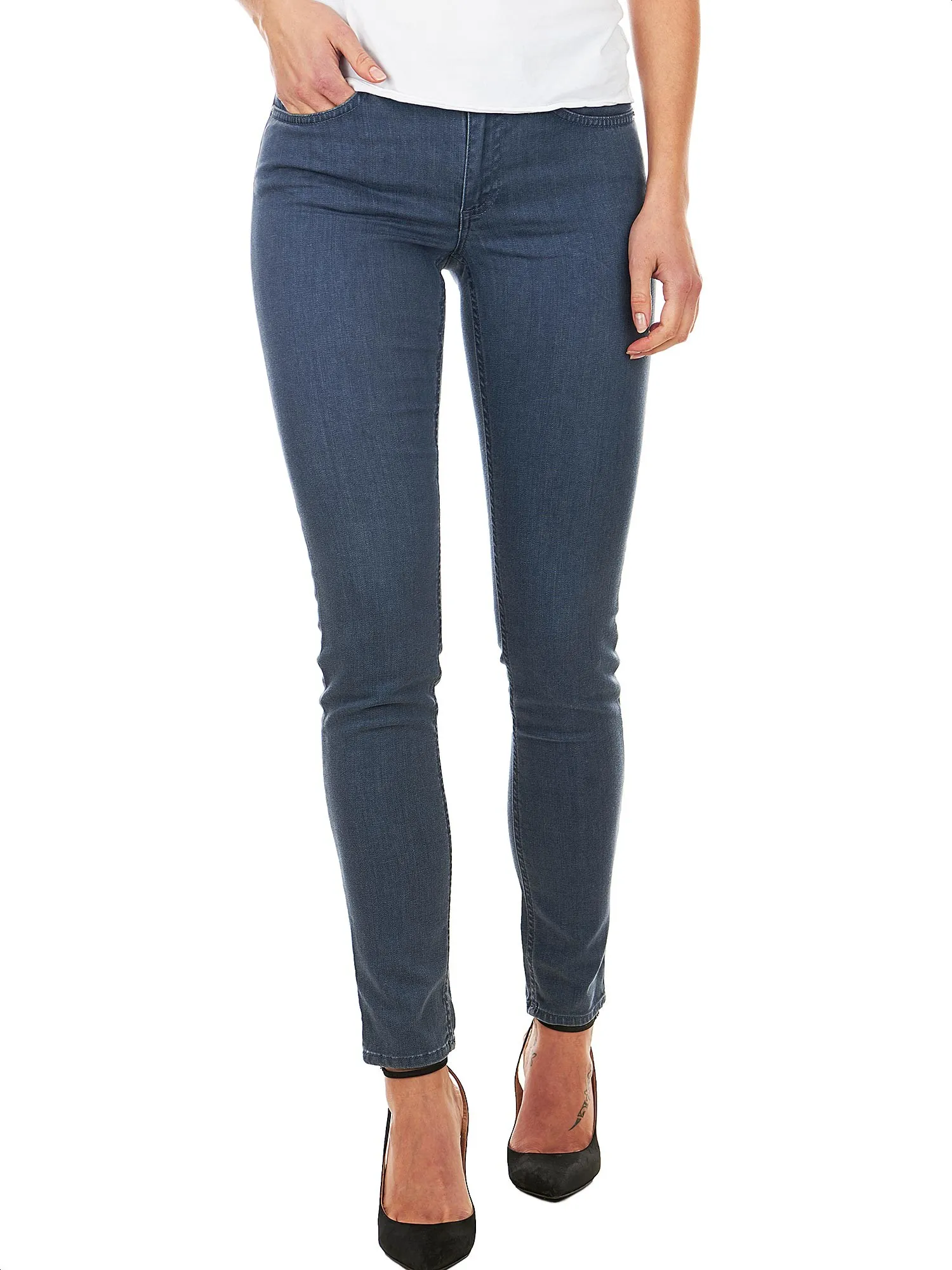 Gray women's jeans with 5 pockets and zip closure