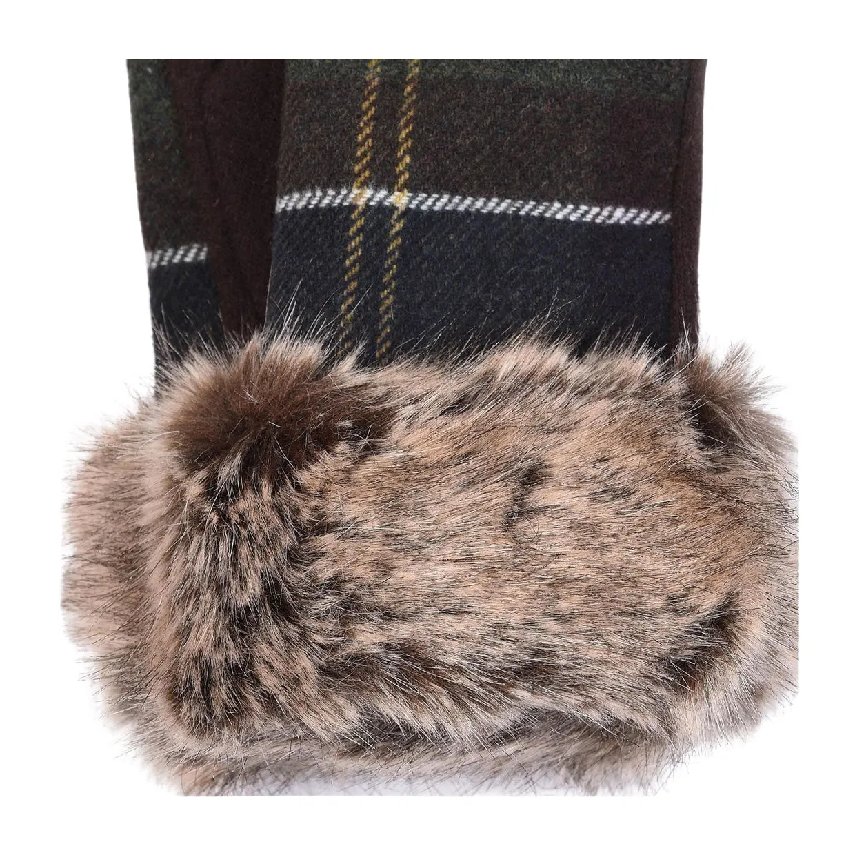 Guanti Donna Barbour Ridley Tartan Verde / Marrone