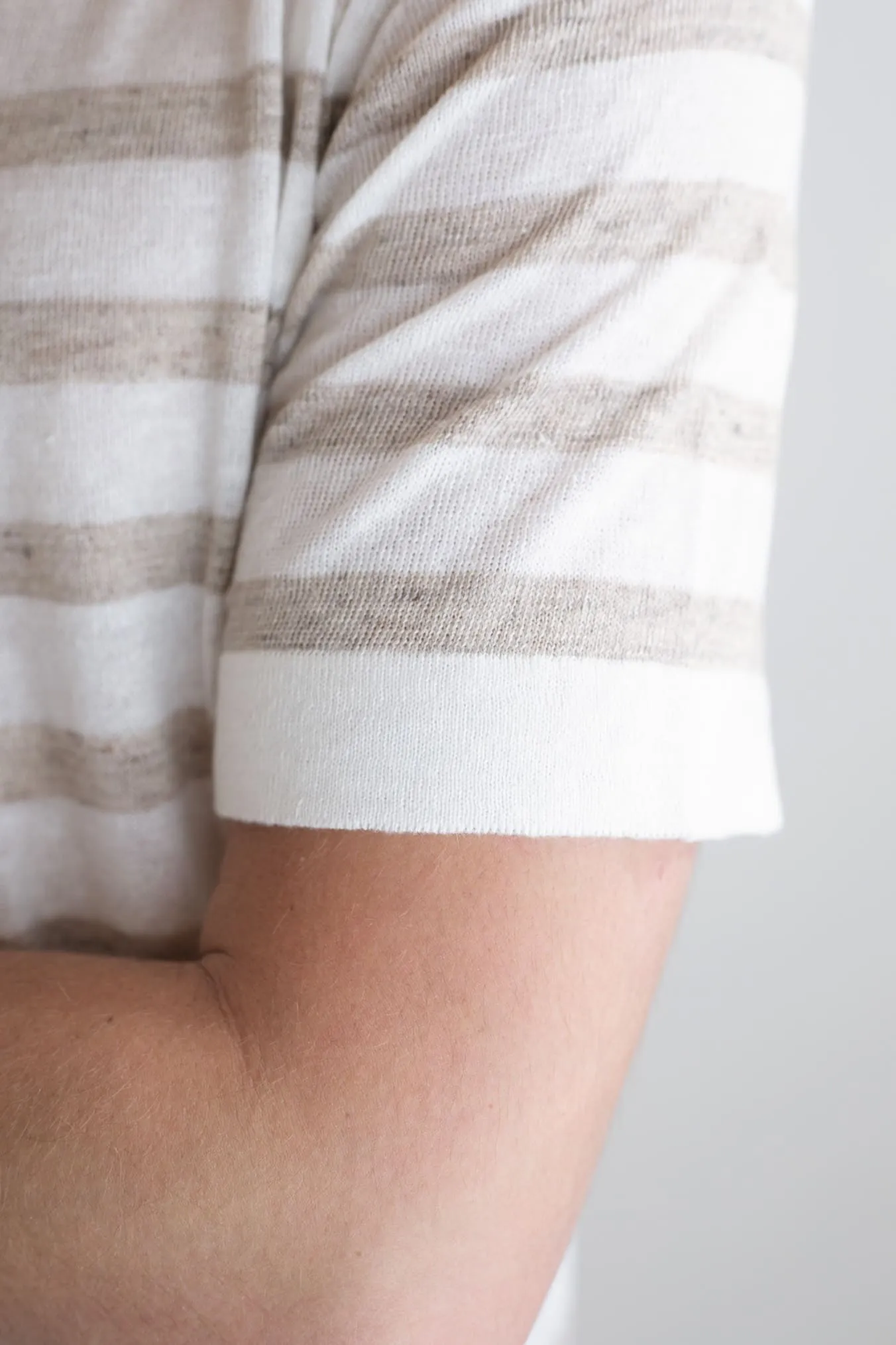 GUARINO Polo Skipper MM Lino e Cotone Righe Bianco e Beige