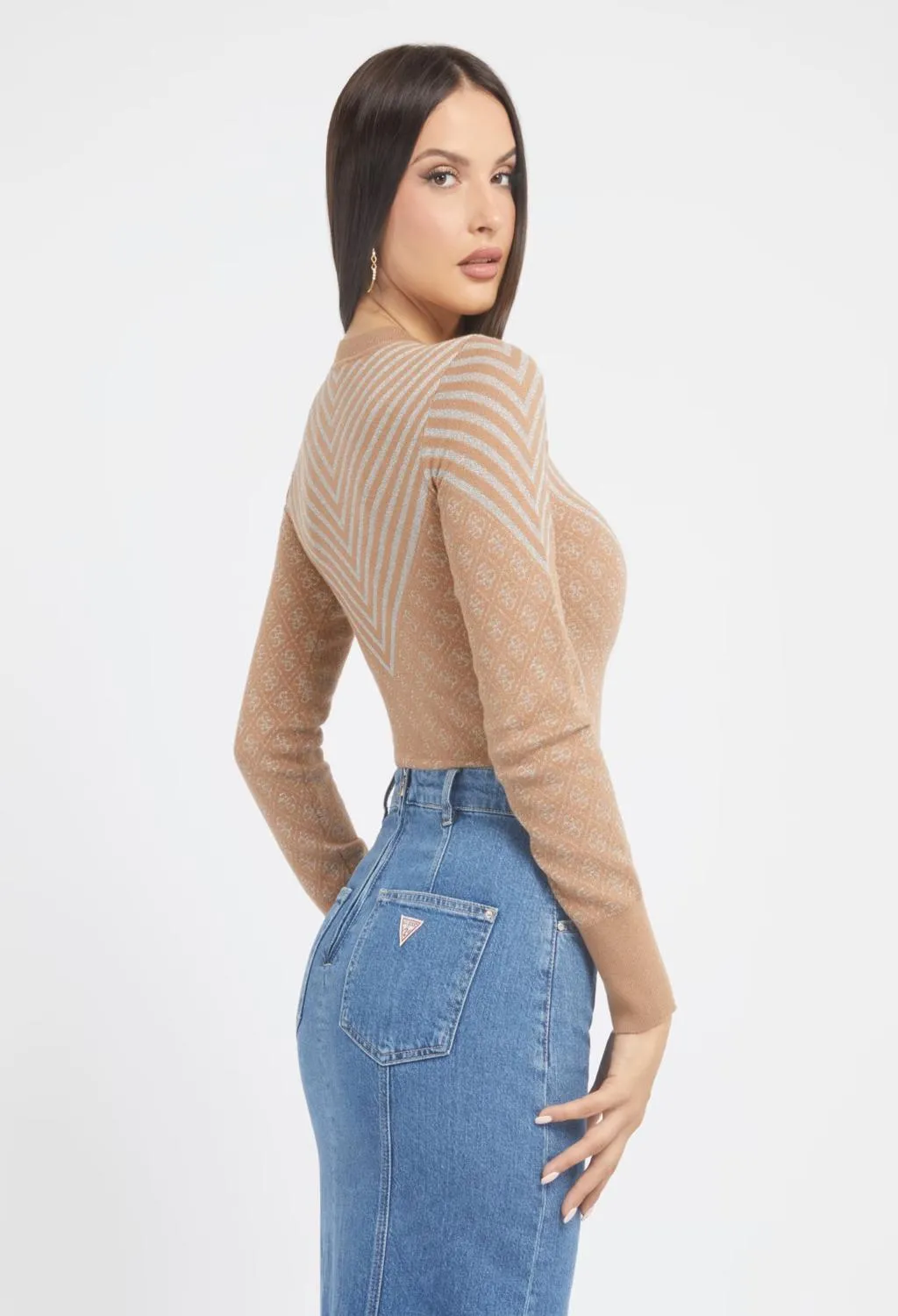 GUESS  maglione logato beige