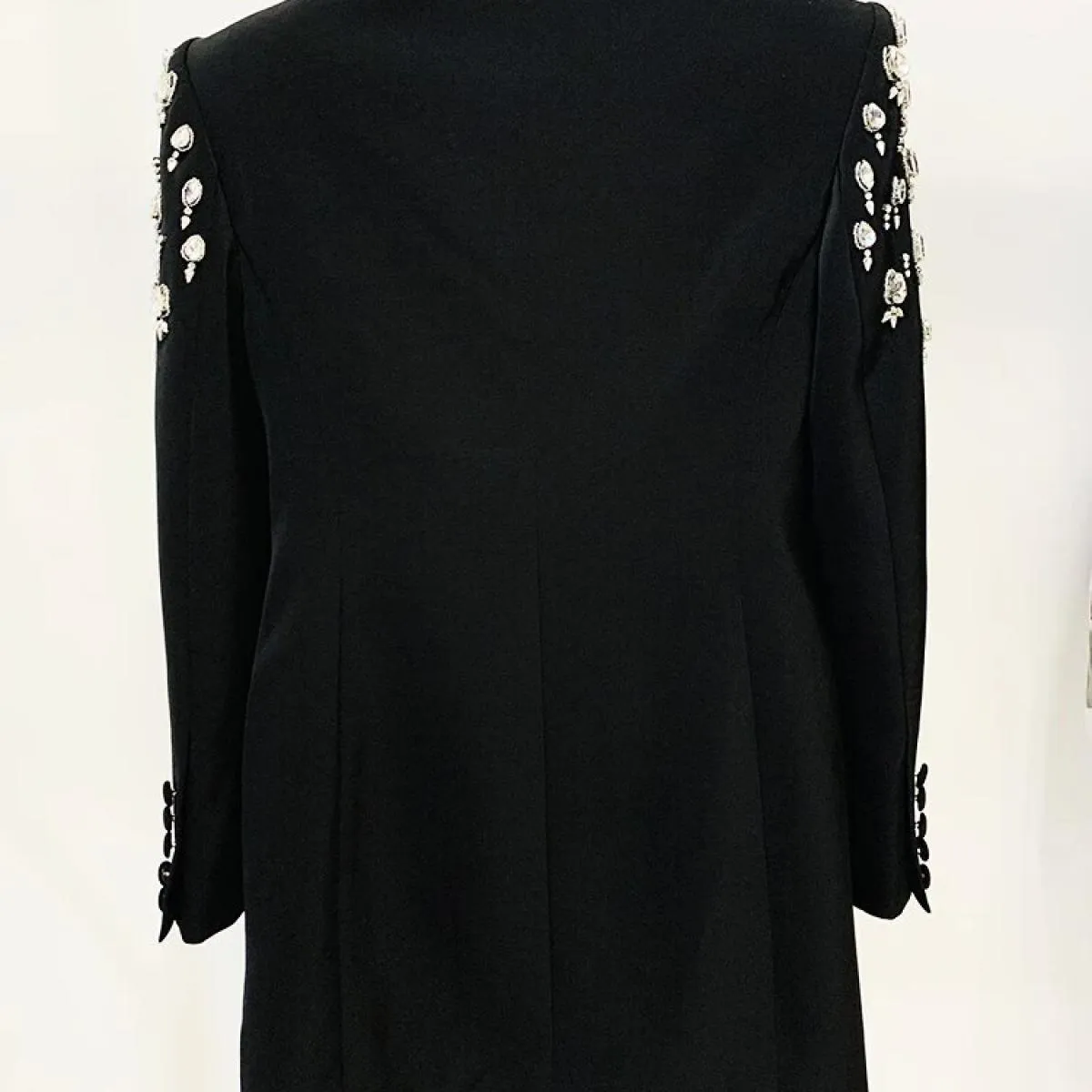 High Street Newest 2023 Designer Jacket Abito da giacca lungo da donna con strass doppio petto e perline
