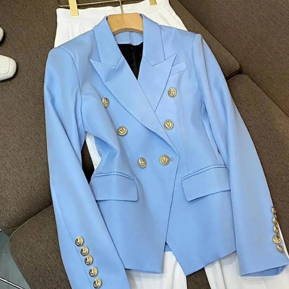 High Street Più Nuovo 2022 Designer Giacca Moda Donna Classico Slim Raccordo Doppio Petto Leone Bottoni Blazer Baby Bl