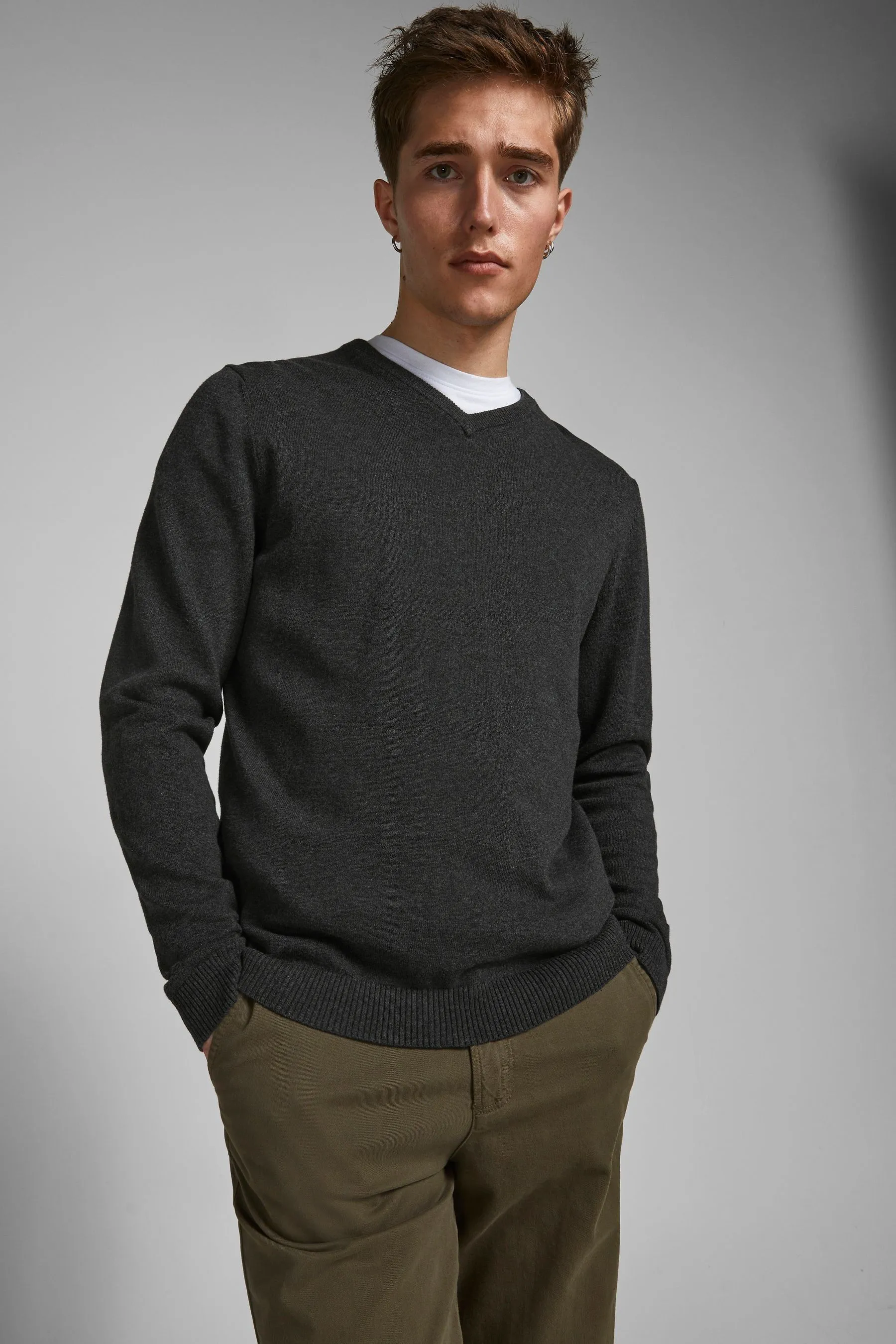 Jack & Jones 100% cotone Maglione lavorato a V    