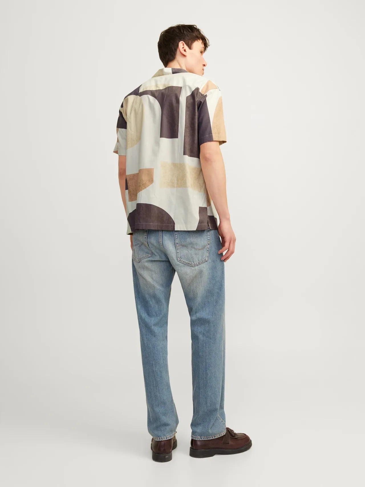 Jack & Jones uomo camicia Carnaby Print 12255977 Marrone/Beige