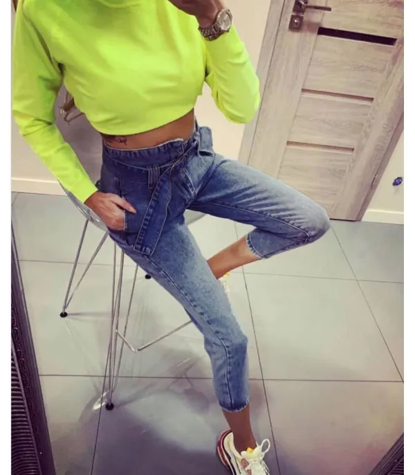 Jeans a vita alta asimmetrik