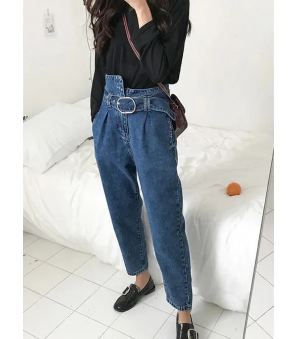 Jeans a vita alta asimmetrik