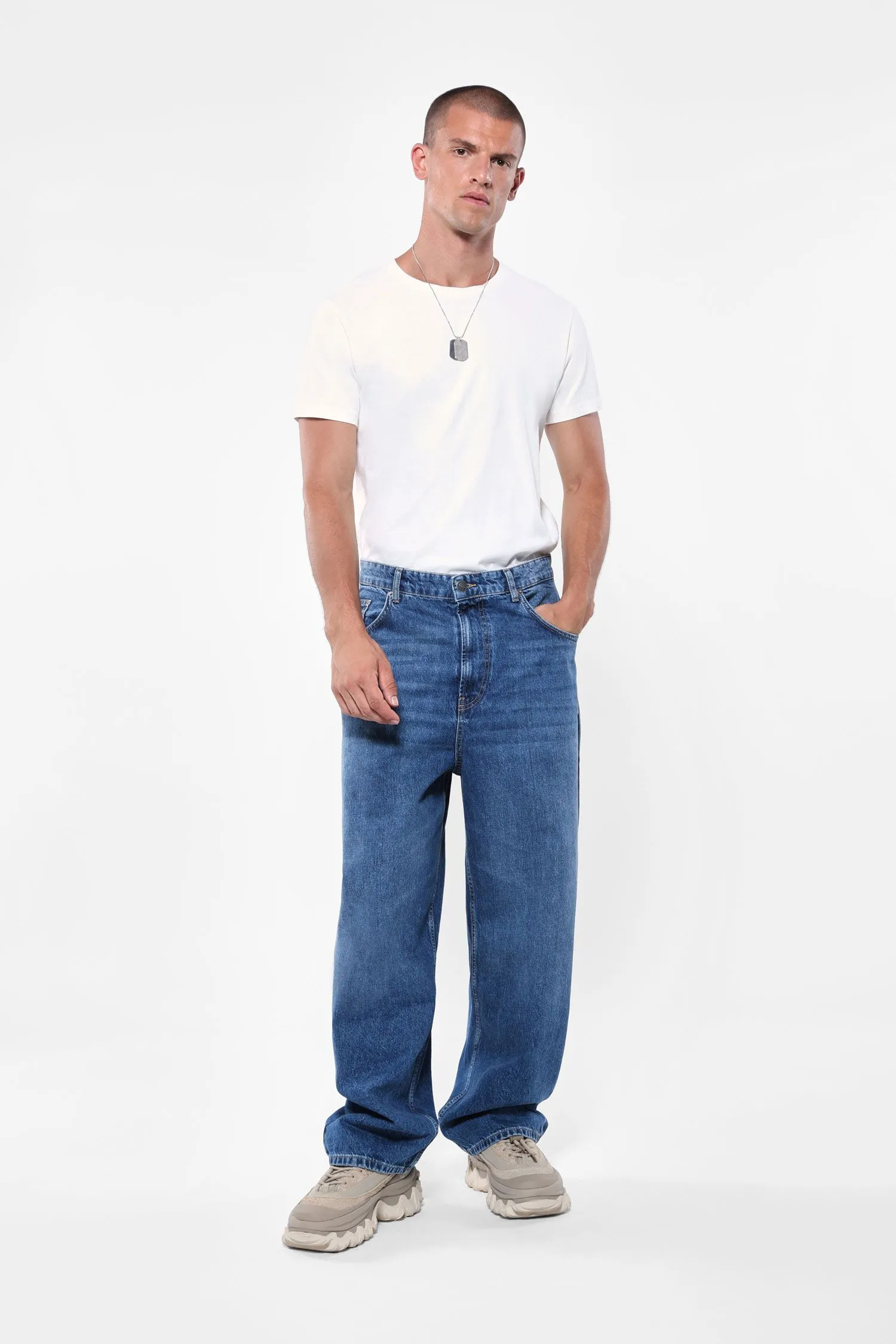   Jeans baggy-fit a vita media     