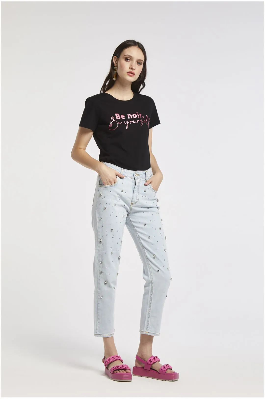 jeans regular in tela comfort bleach
