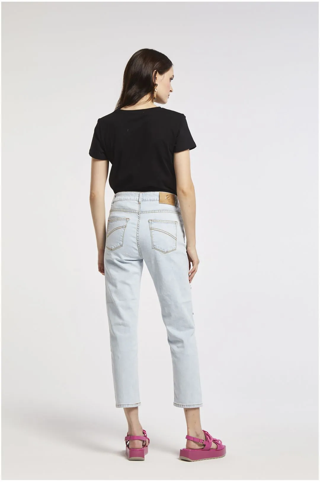 jeans regular in tela comfort bleach